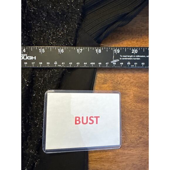 Simon Chang Black Eyelash Trim Ribbed Open Cardigan Jacket Tie Waist Size 4 - Picture 11 of 14